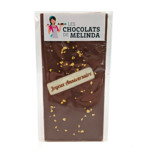 Tablette chocolat au lait anniversaire Les Chocolats de Mélinda