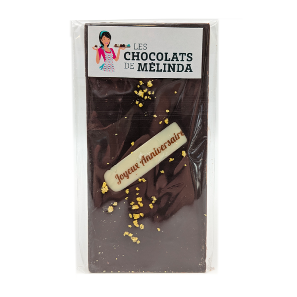 Tablette chocolat noir anniversaire Les Chocolats de Mélinda