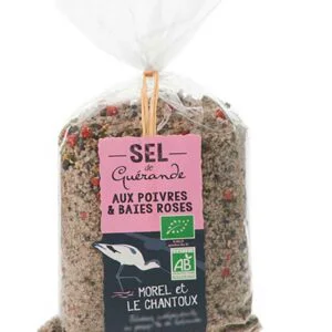 Sel de Guérande aux poivres et baies roses Morel et Le Chantoux sachet de 250g